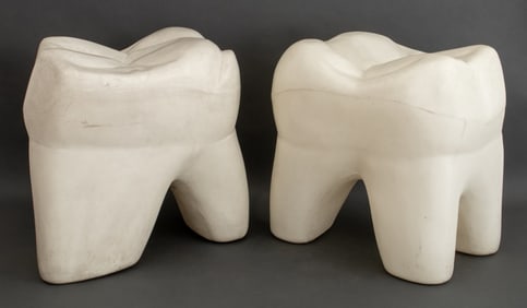 Golden-West Molar Teeth Composite Stools, Pair