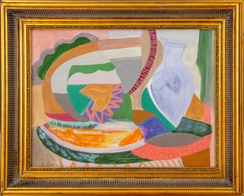Joan Shapiro Cubist Still Life Gouache on Paper