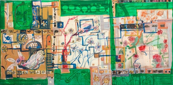 Eva Bouzard-Hui Abstract Composition Mixed Media