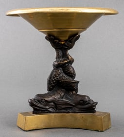 Patinated & Gilt Bronze Dolphin Motif Tazza