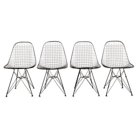 Eames DKR "Eiffel" Wire Dining Chairs, 4