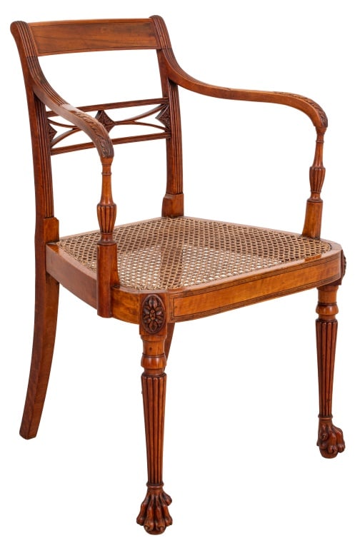 Anglo Indian Carved Satinwood Armchair, 19th C. (1 of 12)