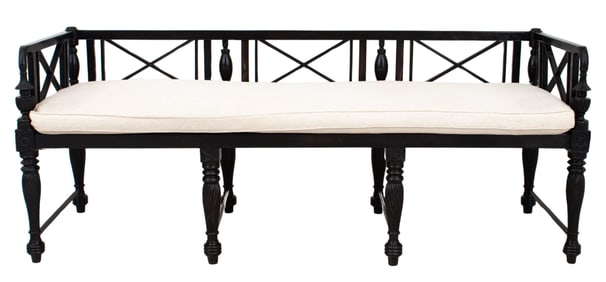 Anglo Indian Style Ebony Settle