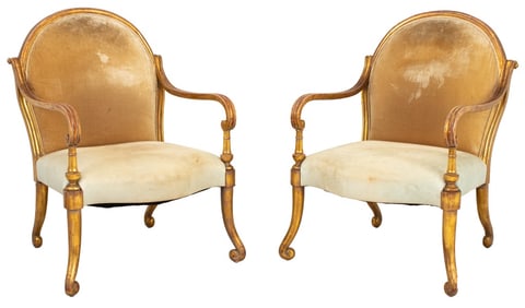 Holly Hunt Louis XVI Style Giltwood Armchairs, Pr