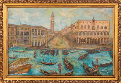 Isabel Venetian School Style Piazza San Marco Oil