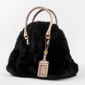 Valentino Black Mink Fur Handbag