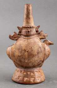 Mochica or Lambayeque Earthenware Effigy Vessel