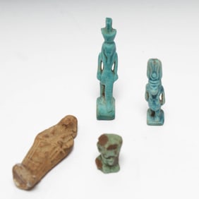 Egyptian Faience Ushabti & Amulets, 4