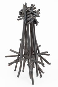 Brutalist Abstract Steel Rods Sculpture