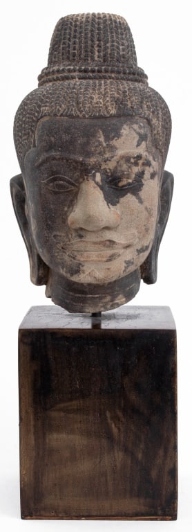 Southeast Asian Buddha Head Sandstone Sculpture (1 of 12)