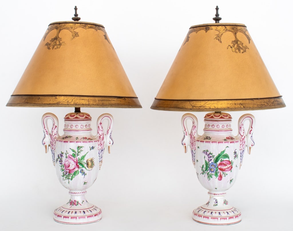 Italian Faience Covered Vases Mounted as Lamps, 2 (1 of 12)
