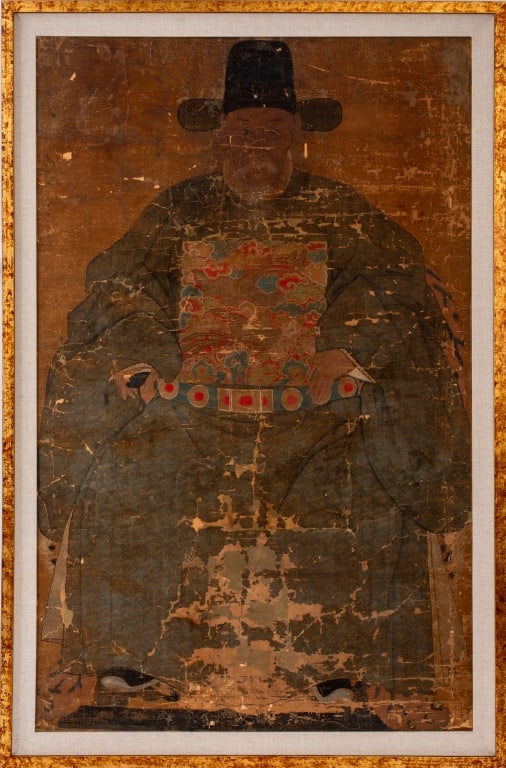 Chinese Qing Ancestor Portrait Watercolor on Silk (1 of 9)