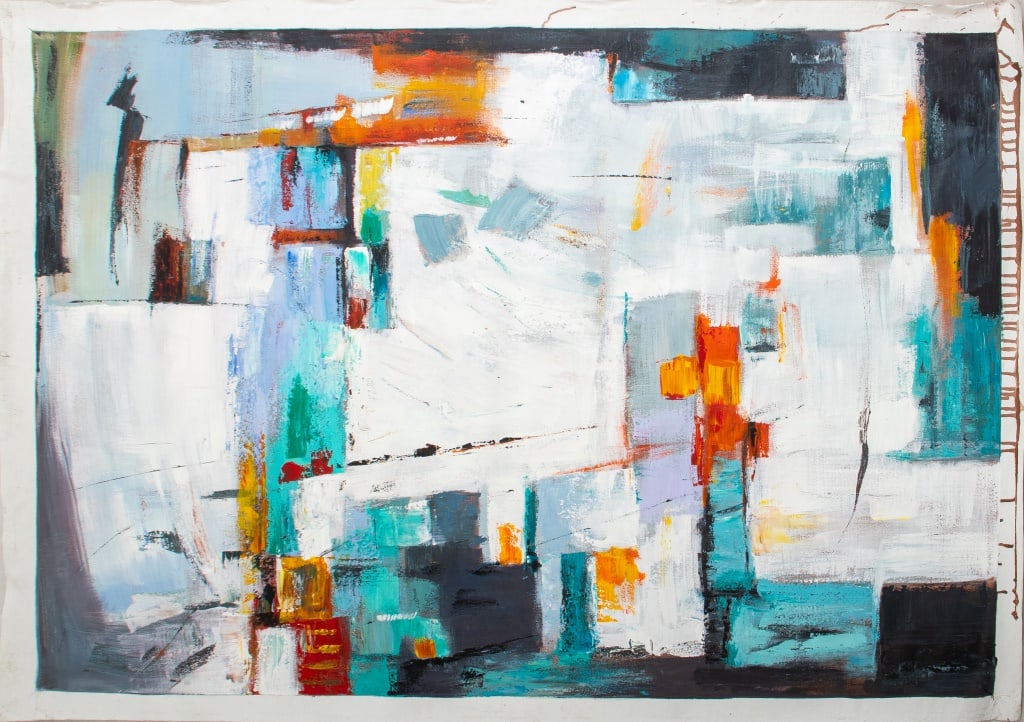 American School Abstract Composition Oil on Canvas (1 of 10)