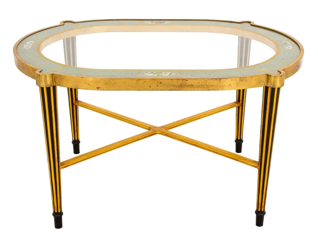 Modern Verre Eglomise Glass and Brass Coffee Table (1 of 10)