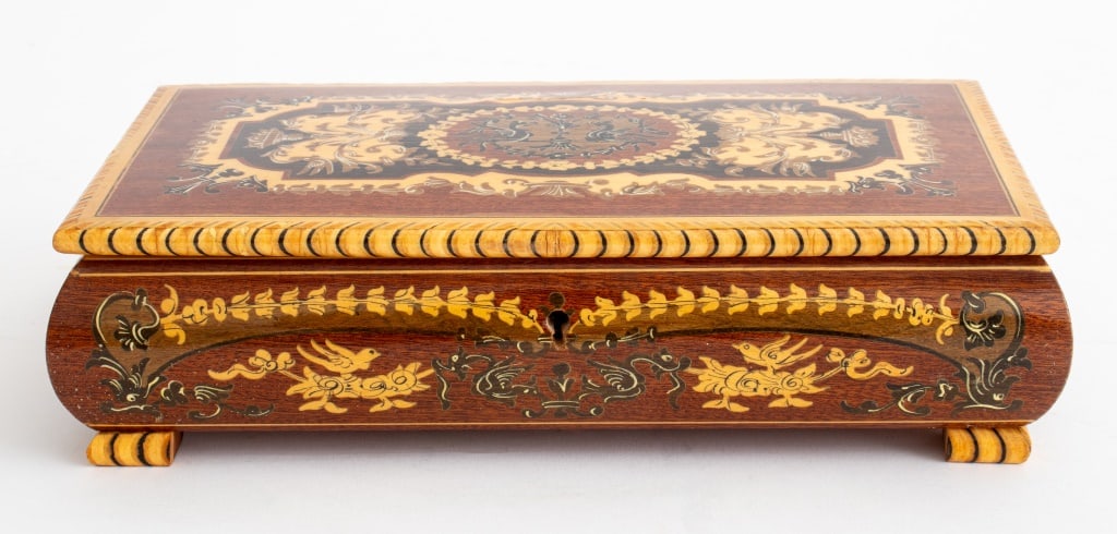 Italian Marquetry Inlay Rosewood Jewelry Music Box (1 of 10)
