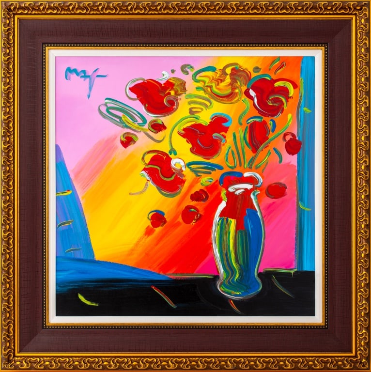 Peter Max Vase of Flowers Acrylic on Canvas (1 of 13)