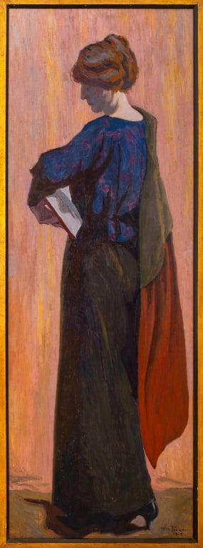 Allen Tucker "Portrait in Dull Red" Oil on Panel (1 of 10)