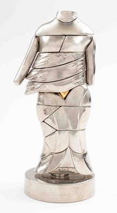 Miguel Berrocal La Mini Cariatide Puzzle Sculpture: Miguel Ortiz Berrocal (Spanish, 1933-2006) "La Mini Cariatide" Puzzle Sculpture, 1968-69, number 8925 from the edition of 9500, in chrome plated metal, stamped signature mark and number on base, accom