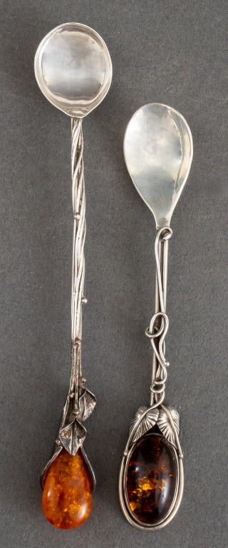 Baltic Amber & Sterling Silver Honey Spoons, 2 (1 of 6)