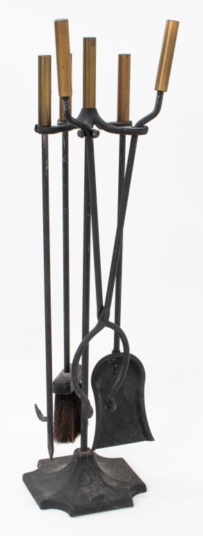Mid-Century Modern Brass Handle Fire Tool Set (1 of 7)