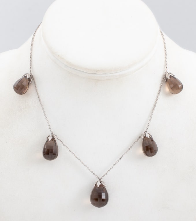 Platinum Smoky Quartz Diamond Necklace (1 of 6)