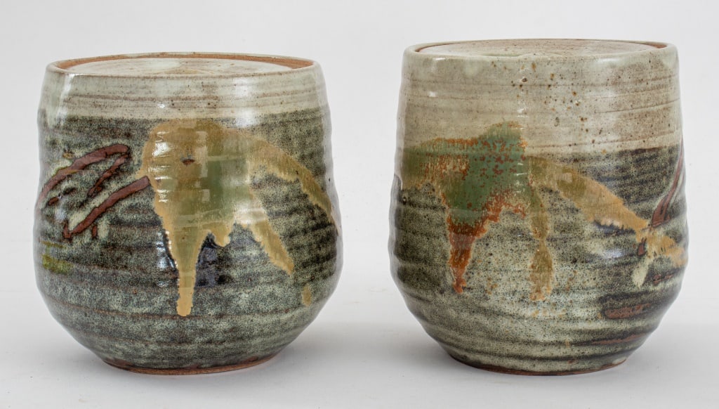 Japanese Mid-Century Studio Pottery Jars, Pair (1 of 7)