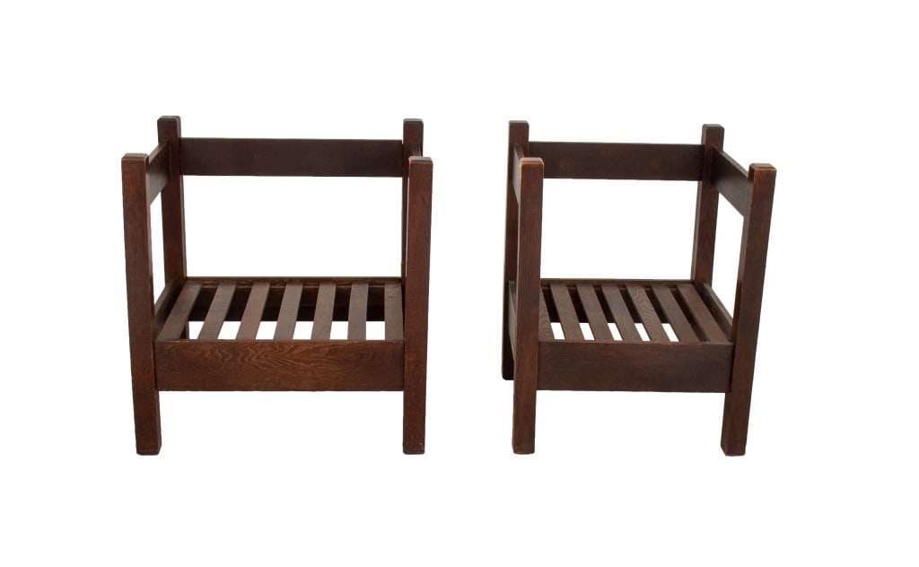 Arts and Crafts Oak Cube Chair, Near Pair (1 of 8)