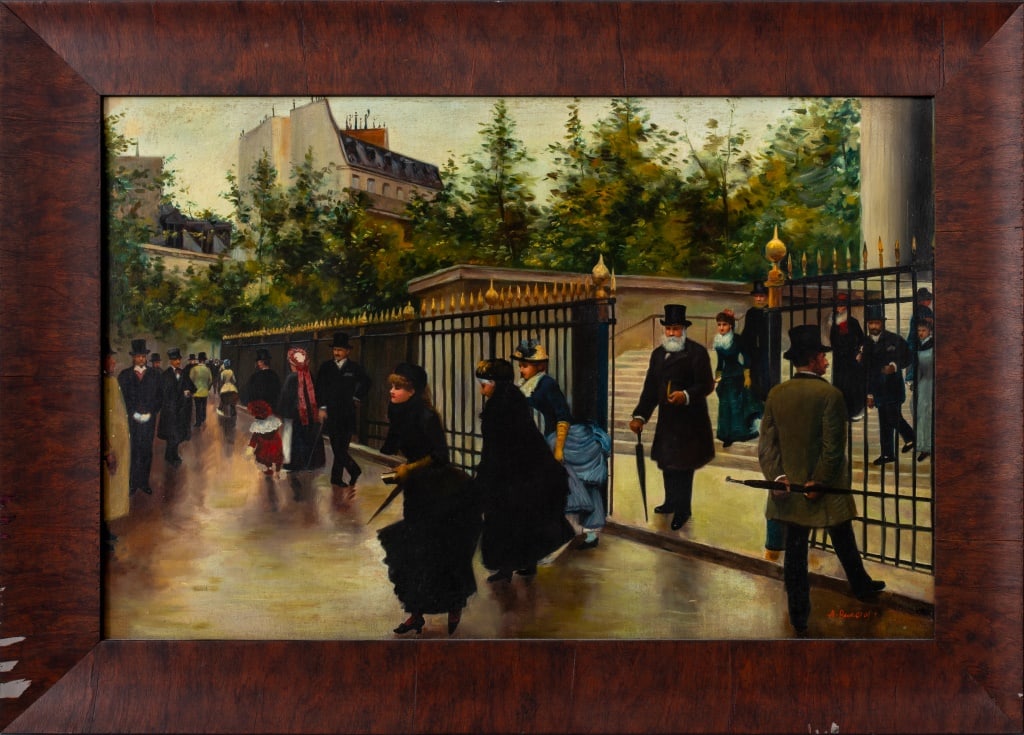 After Jean George Beraud "La Madeleine" Oil: After Jean Georges Beraud (French, 1849-1935), "La Madeleine", Oil on Canvas, signed "A. Bancroft" lower right, wood frame. Image: 23.5" H x 35.25" W; frame; 31.75" H x 43.25" W. From an Upper East Si