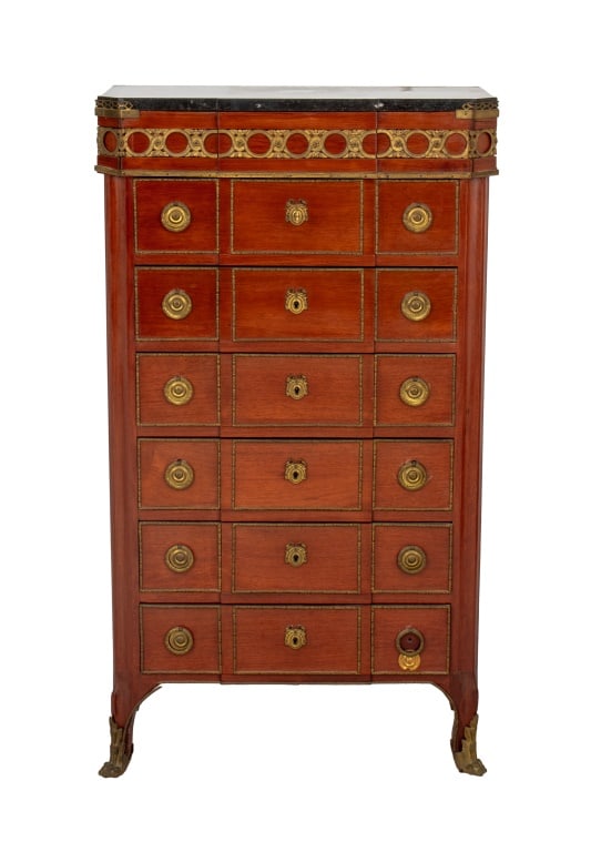 Louis XVI Mahogany Marble Top Semainier, 19th C. (1 of 7)