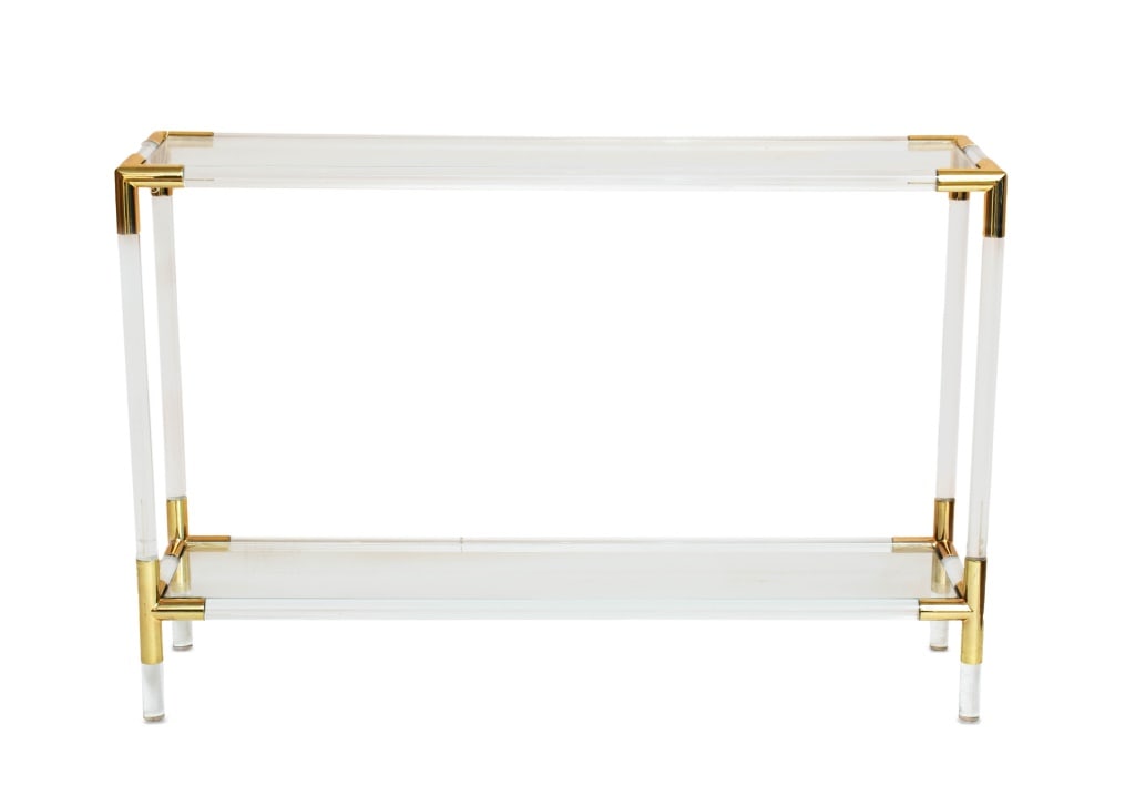 Interlude Glass Top Acrylic 2-Tier Console (1 of 3)