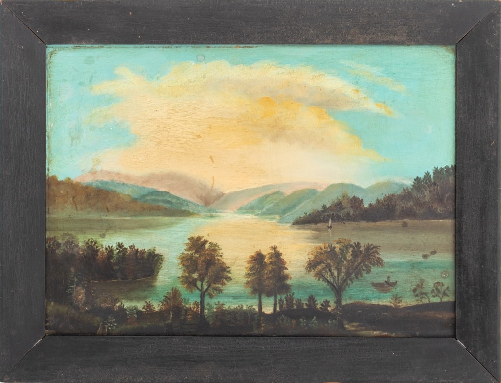 Hudson River School River Scene Oil on Board (1 of 4)