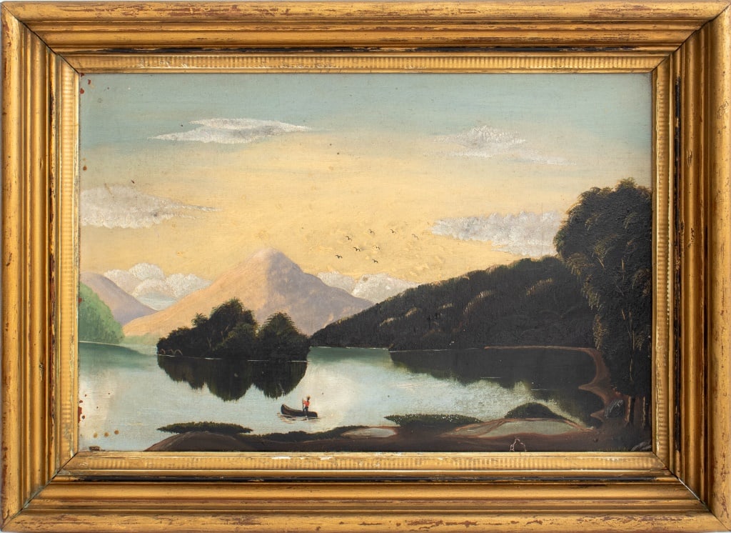 Hudson River School River Scene Oil on Panel (1 of 6)
