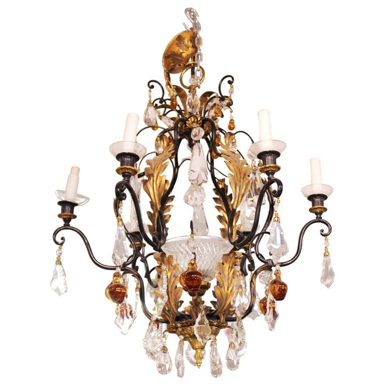 Hollywood Regency Crystal Fruit Chandelier (1 of 6)