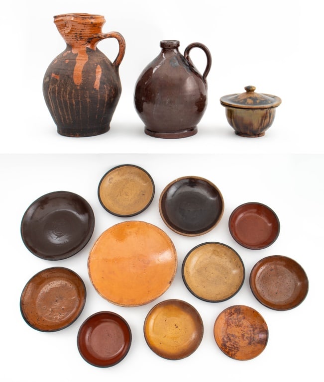 Early American Redware Articles, 14 Pcs. (1 of 12)