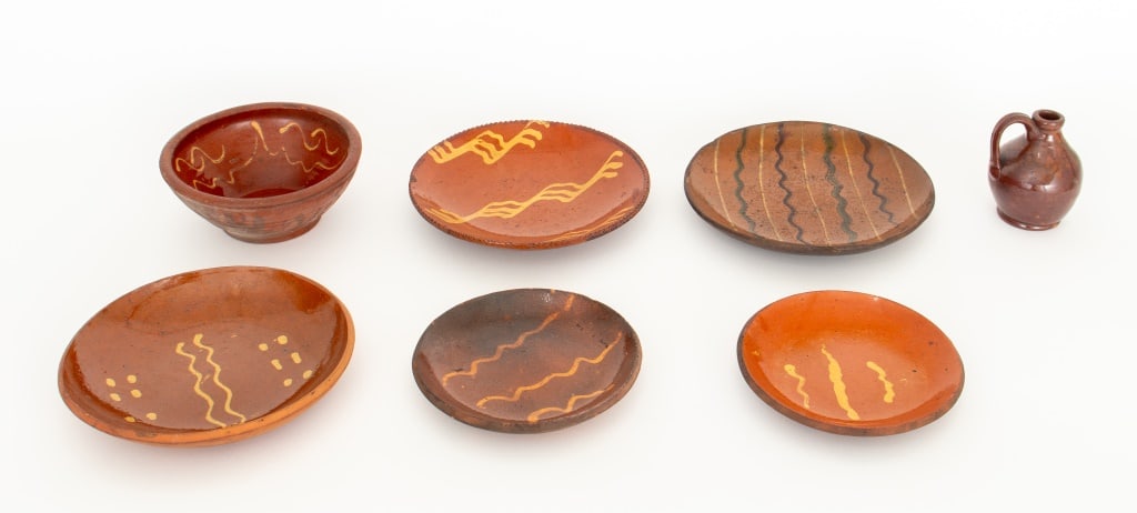 Early American Redware Articles, 7 Pcs. (1 of 10)