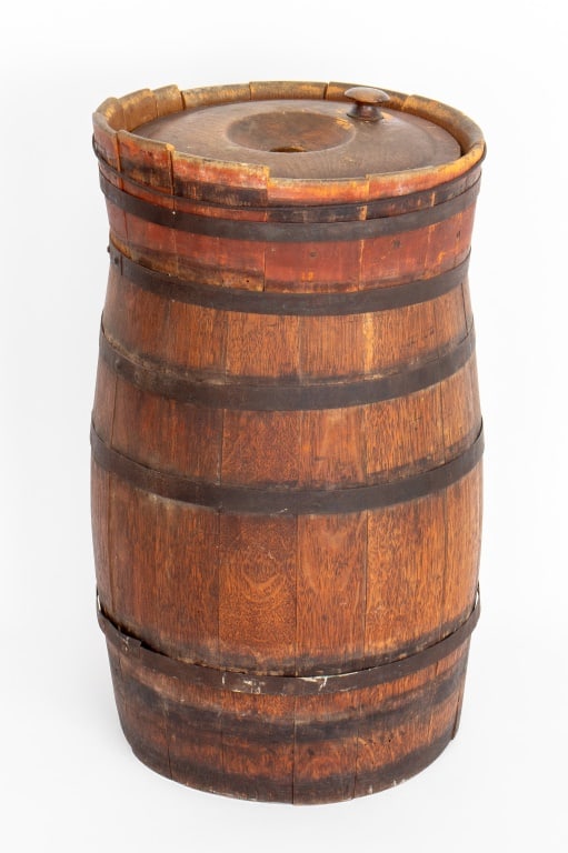 American Iron Banded Oak Butter Churn, 19th C. (1 of 5)
