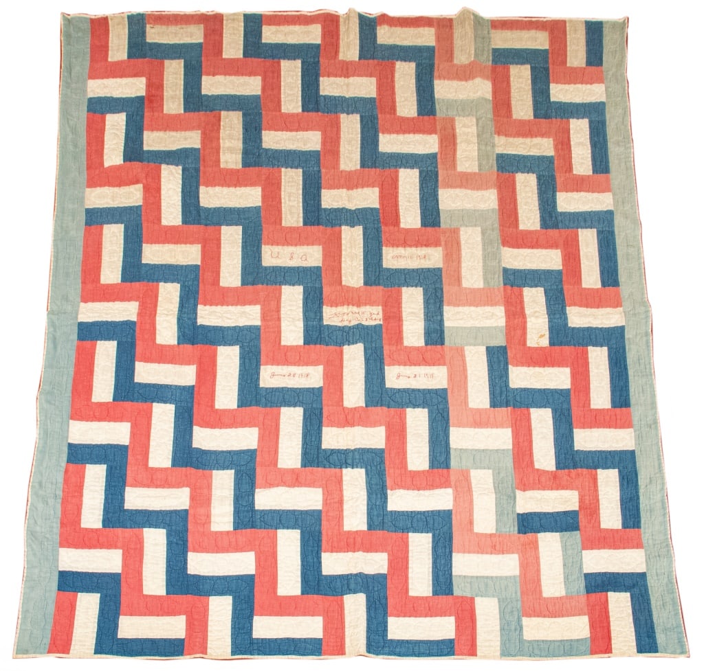 Americana Rail Fence Signed Quilt, 6' 1" x 5' 11" (1 of 7)