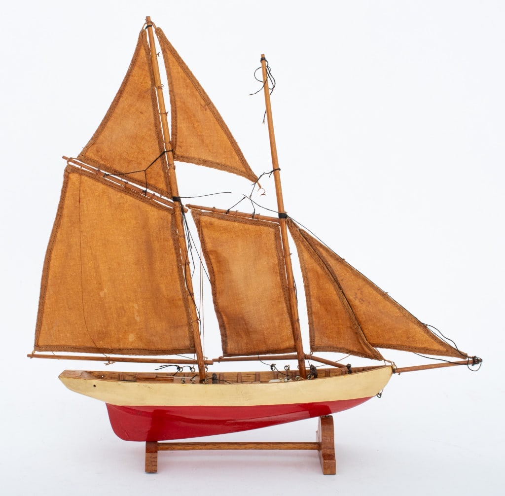 Norwegian Two-Masted Fishing Ship Model: Norwegian Two-Masted Fishing Ship Model, 1963-64, from the New York World's Fair Norway Exhibition. 10.75" H x 11.5" W x 2" W. Provenance: From a New York City Collection. Keywords: Vintage, Expo, Fis