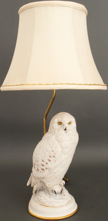 Frankin Mint Snowy Owl Lamp By Raymond Watson, 65cm Frankin Mint Snowy Owl Lamp By Raymond Watson, 65cm