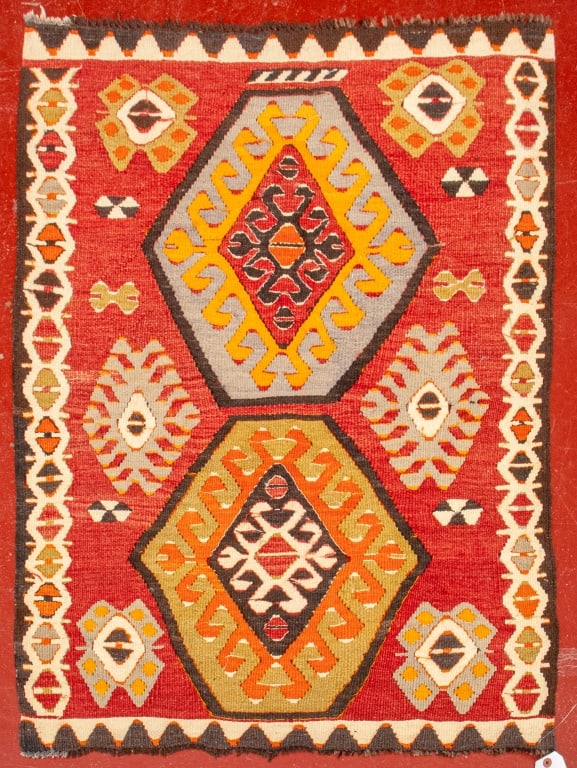 Turkish Kilim Woven Rug, 3' 10" x 2' 11" (1 of 6)