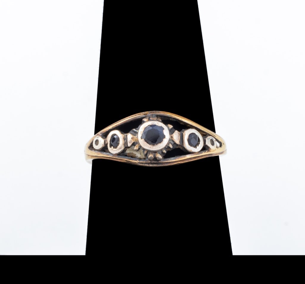 14K Yellow & White Gold Blue Sapphire Ring (1 of 8)