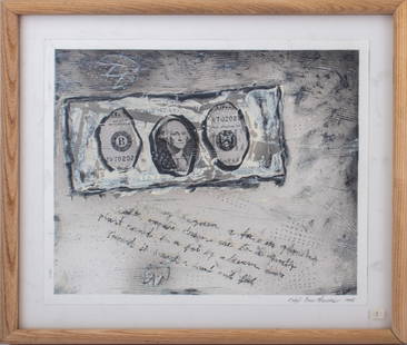 Zigi Ben-Haim "Untitled C-561" Mixed Media, 1998: Zigi Ben-Haim (Israeli/American, b.1945), "Untitled C-561", Mixed Media on Paper, 1998, alkyd, graphite, gouache, and collage, 1998, signed and dated lower right, cerused wood frame. Image: 14" H x 17