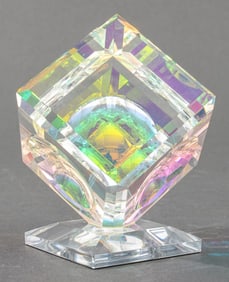 Stephen Lyons "Millennium Cube" Glass Sculpture