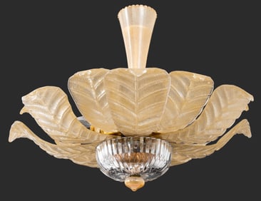 Italian Murano Glass Leaf Motif Chandelier