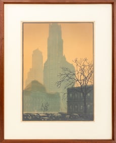 Emile Antoine Verpilleux "The Woolworth" Woodcut