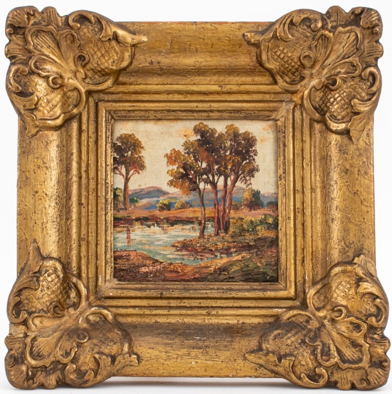 European School Landscape Scene Oil on Board (1 of 6)