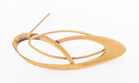 14K Yellow Gold Navette Brooch