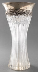 Tiffany & Co. Makers Silver Mounted Cut Glass Vase