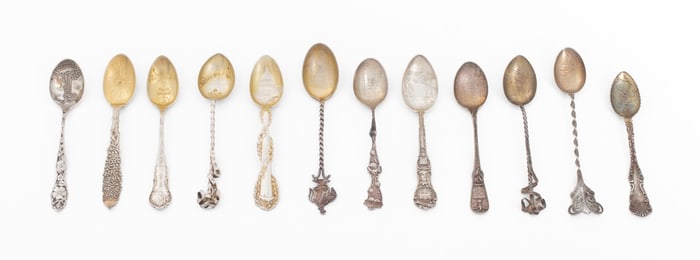 American Sterling Silver Souvenir Spoons, 12
