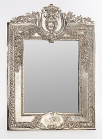 Louis XIV Style Silver Plate Table Mirror